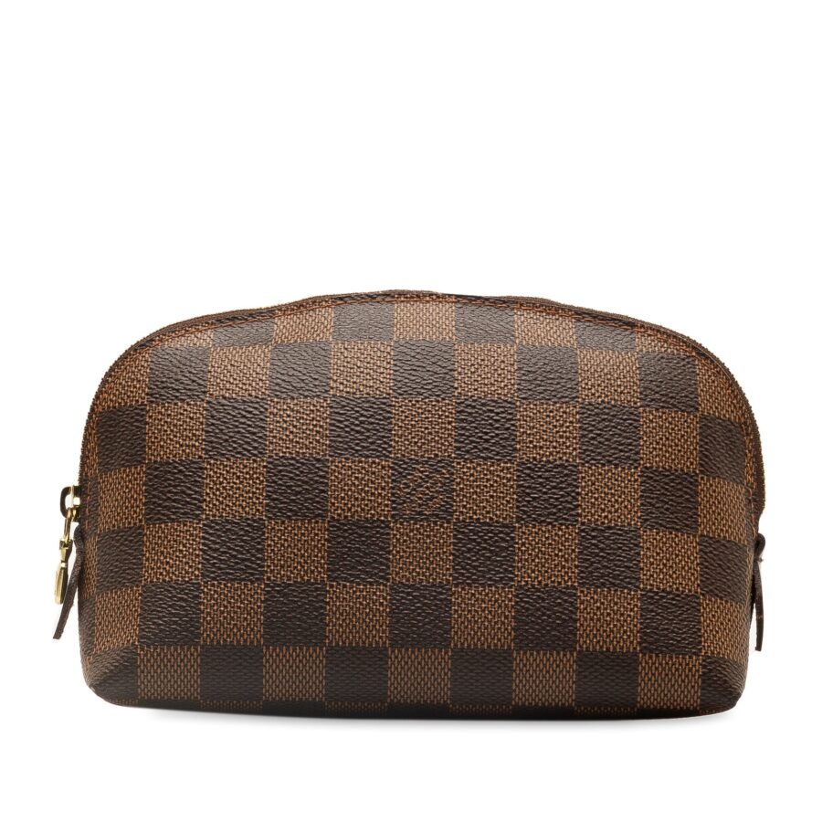 Brown Louis Vuitton Damier Ebene Cosmetic Pouch Clutch Bag | Studio Nafay
