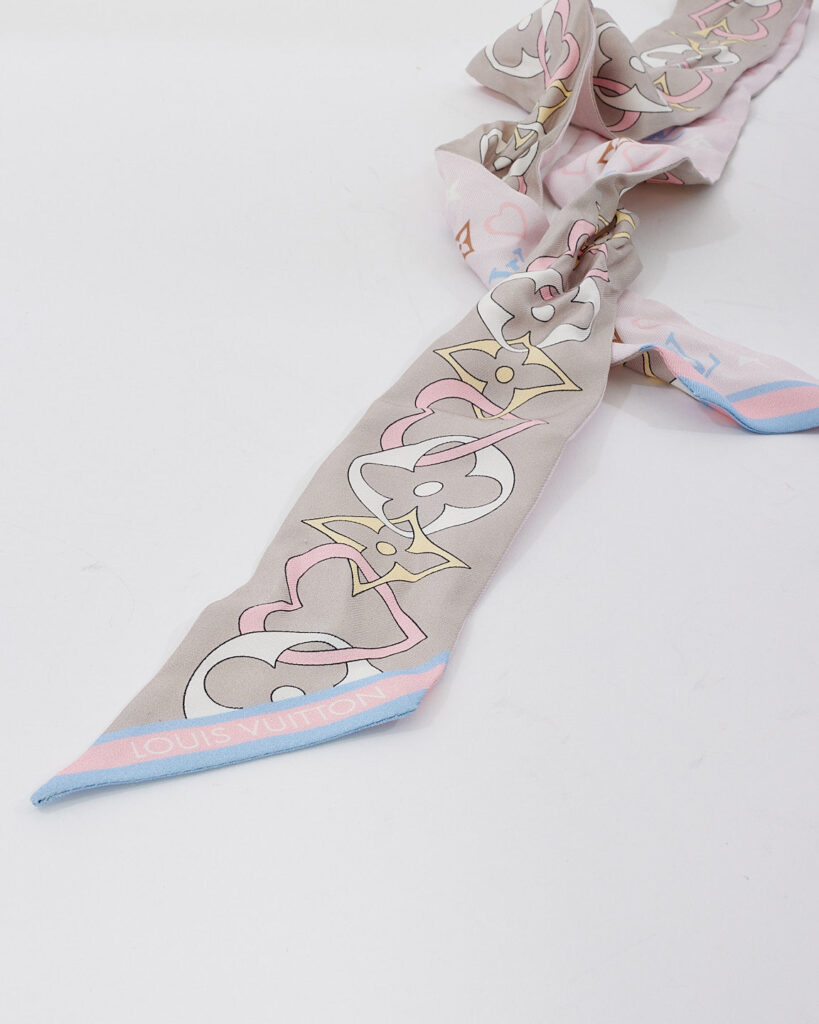 Louis Vuitton Pink & Purple Heart Silk Twilly - Product Image 2
