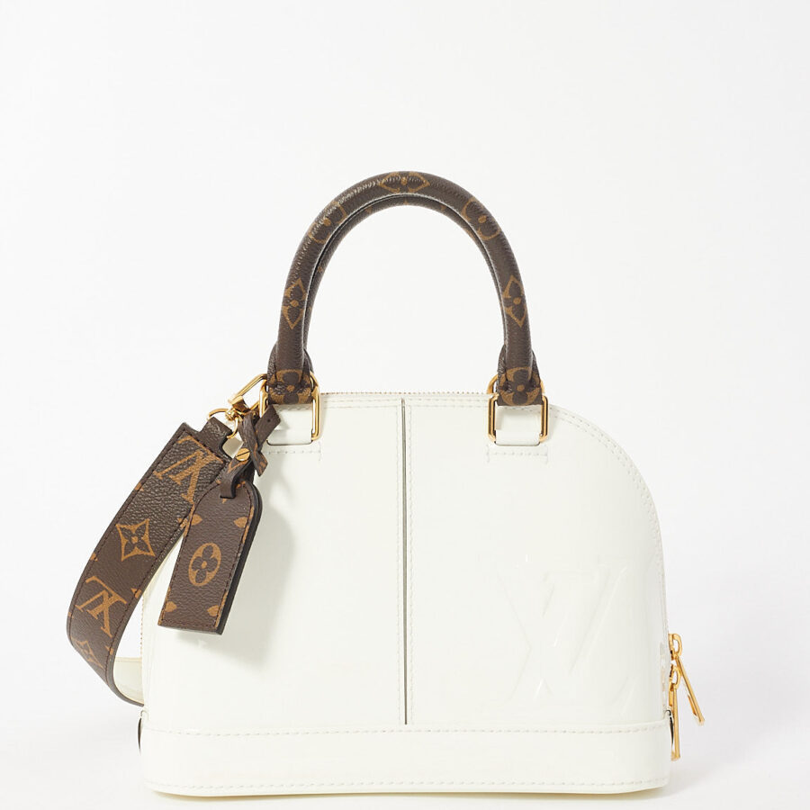 Louis Vuitton White Vernis Lisse & Monogram Leather Alma BB Bag | Studio Nafay
