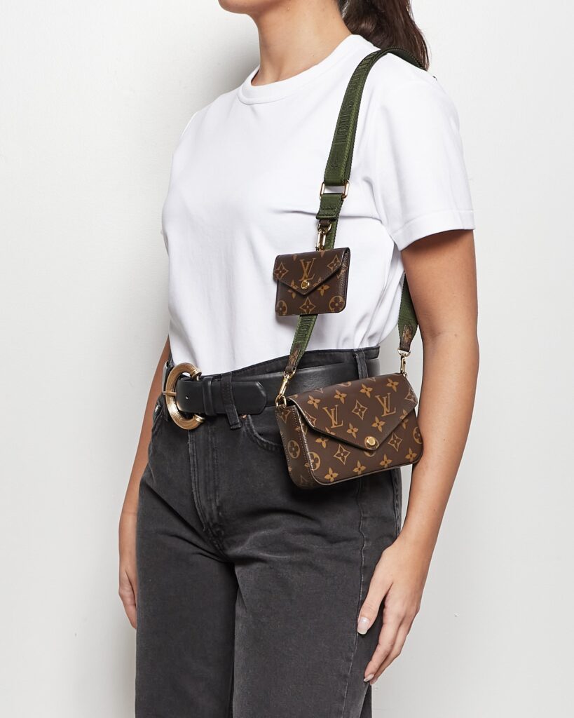 Louis Vuitton Monogram Canvas Félicie Strap & Go Crossbody with Khaki Strap - Product Image 2