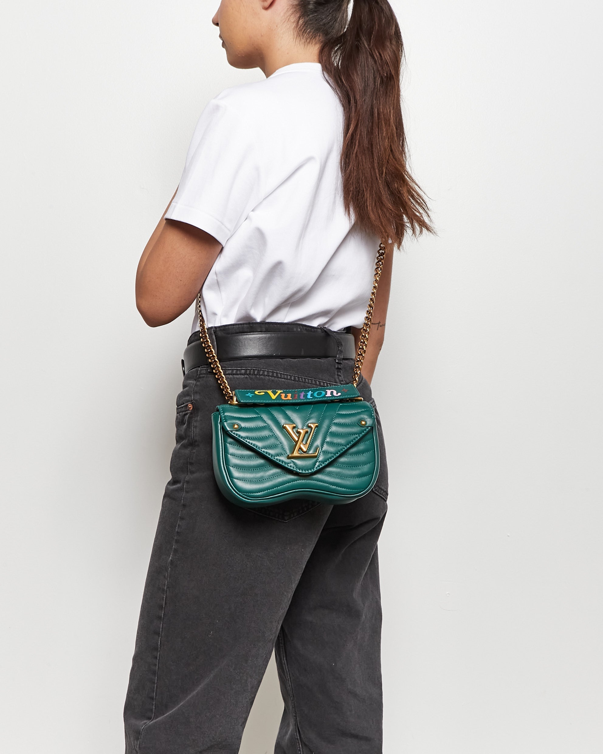 Louis Vuitton Emerald Green Leather New Wave Chain PM
