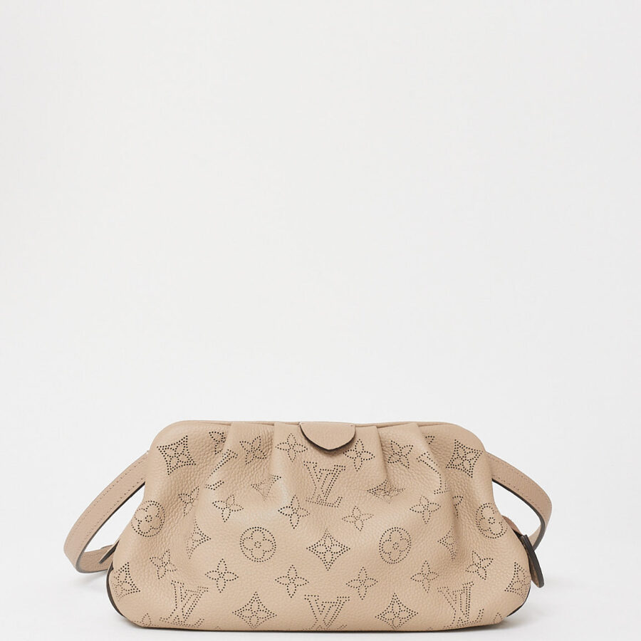 Louis Vuitton Taupe Mahina Leather Mini Scala Pouch | Studio Nafay
