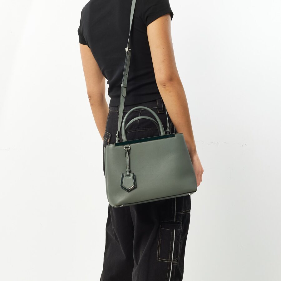 Fendi Grey Leather Small 2Jours Tote Bag | Studio Nafay