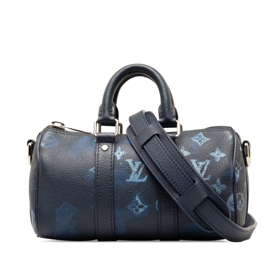 Blue Louis Vuitton Taurillon Ink Watercolor Keepall Bandouliere XS Satchel | Studio Nafay