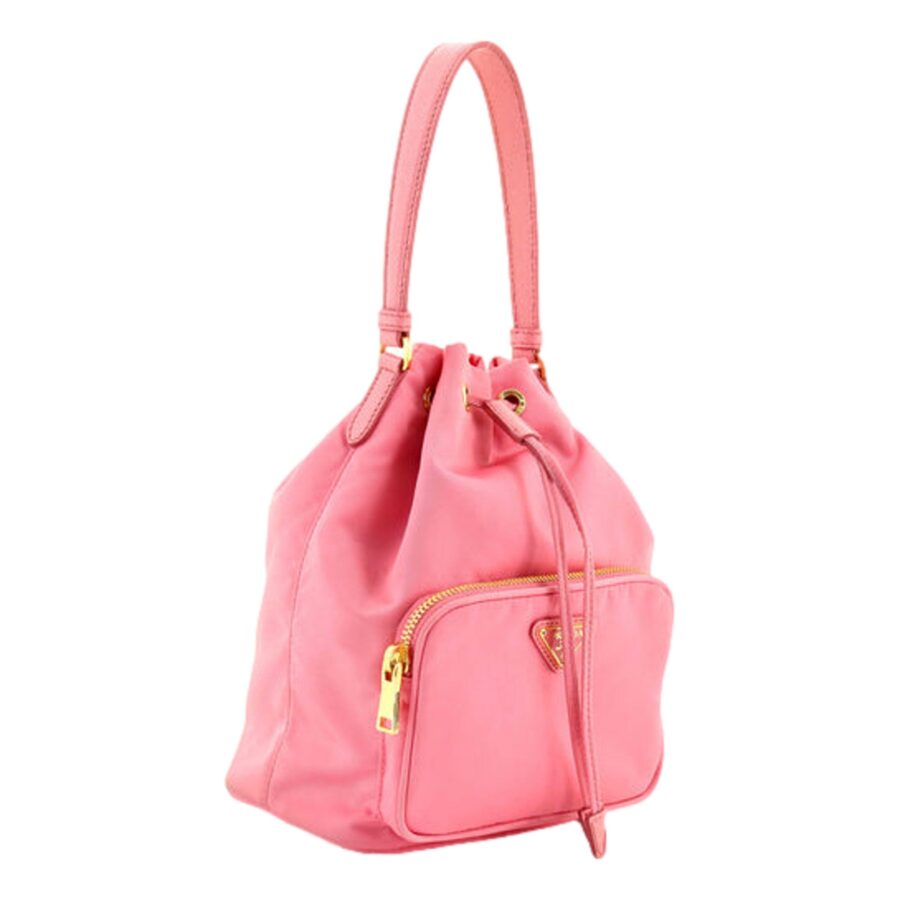 Prada Re-Nylon Saffiano Duet Bucket Crossbody Bag Small Begonia Pink | Studio Nafay