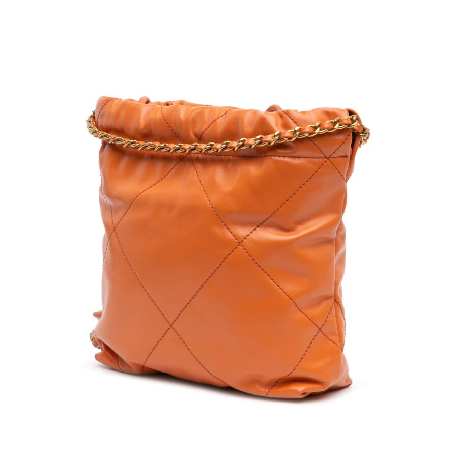 Orange Chanel Mini Shiny Calfskin 22 Handbag Satchel | Studio Nafay