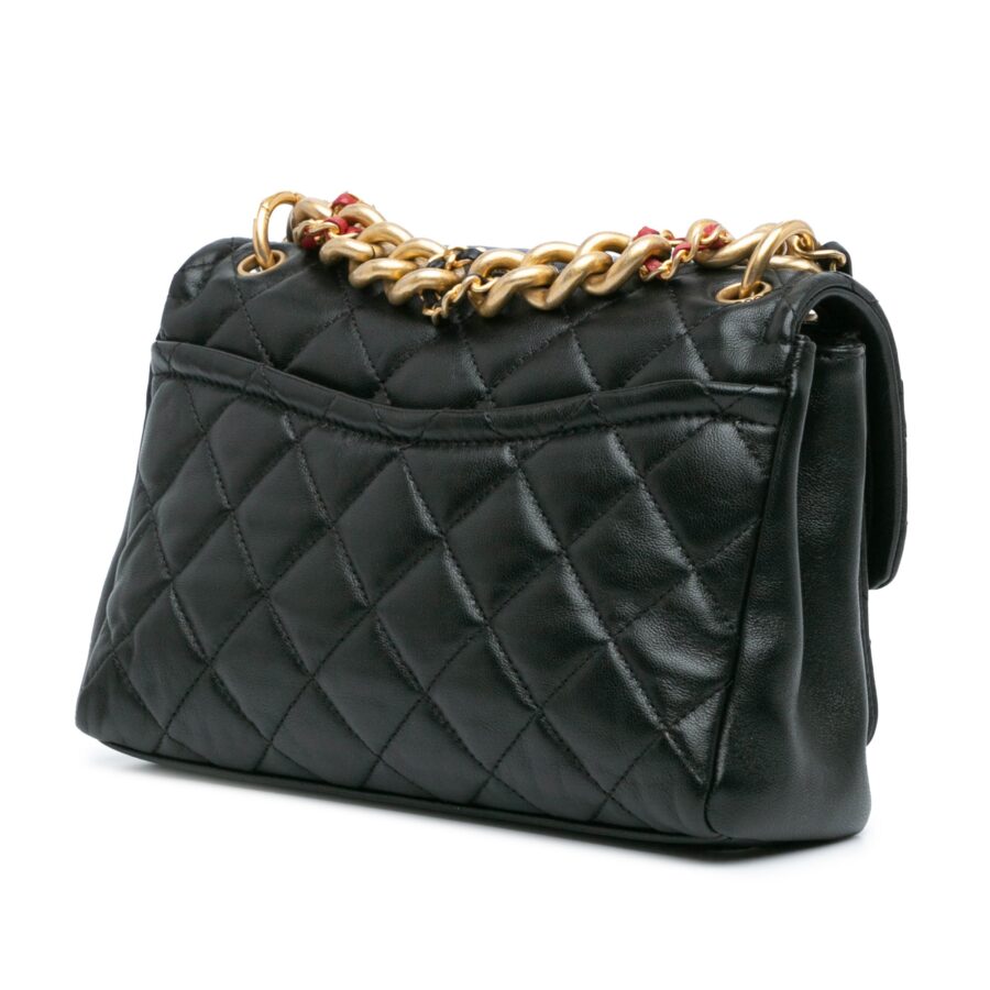 Black Chanel CC Quilted Lambskin Chain Link Flap Satchel | Studio Nafay