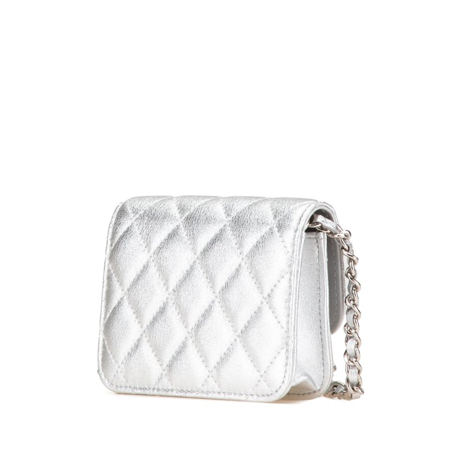 Silver Chanel Metallic Lambskin Crystal Star Chain Belt Bag | Studio Nafay