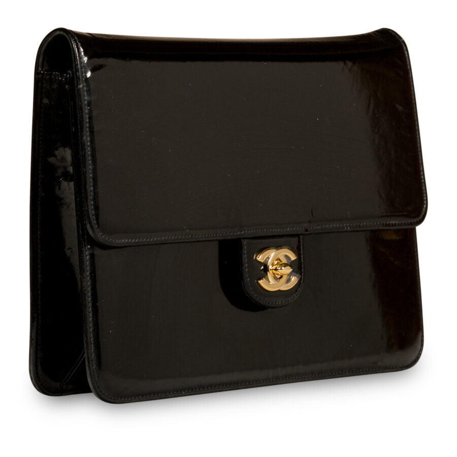 Classic Clutch on Chain - Patent Black | Studio Nafay