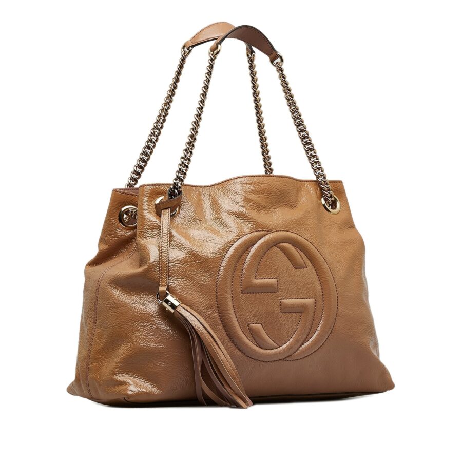 GUCCI Medium Patent Soho Chain Tote Tote Bag | Studio Nafay