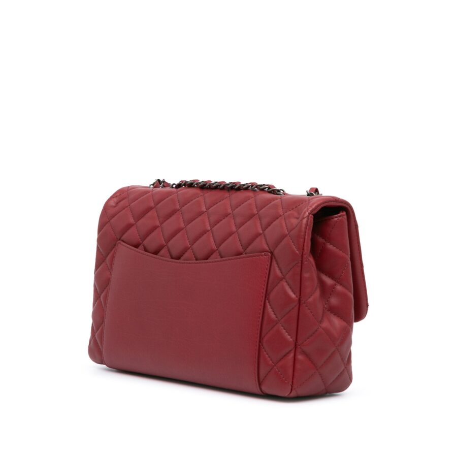 Red Chanel CC Quilted Lambskin Single Flap Shoulder Bag | Studio Nafay