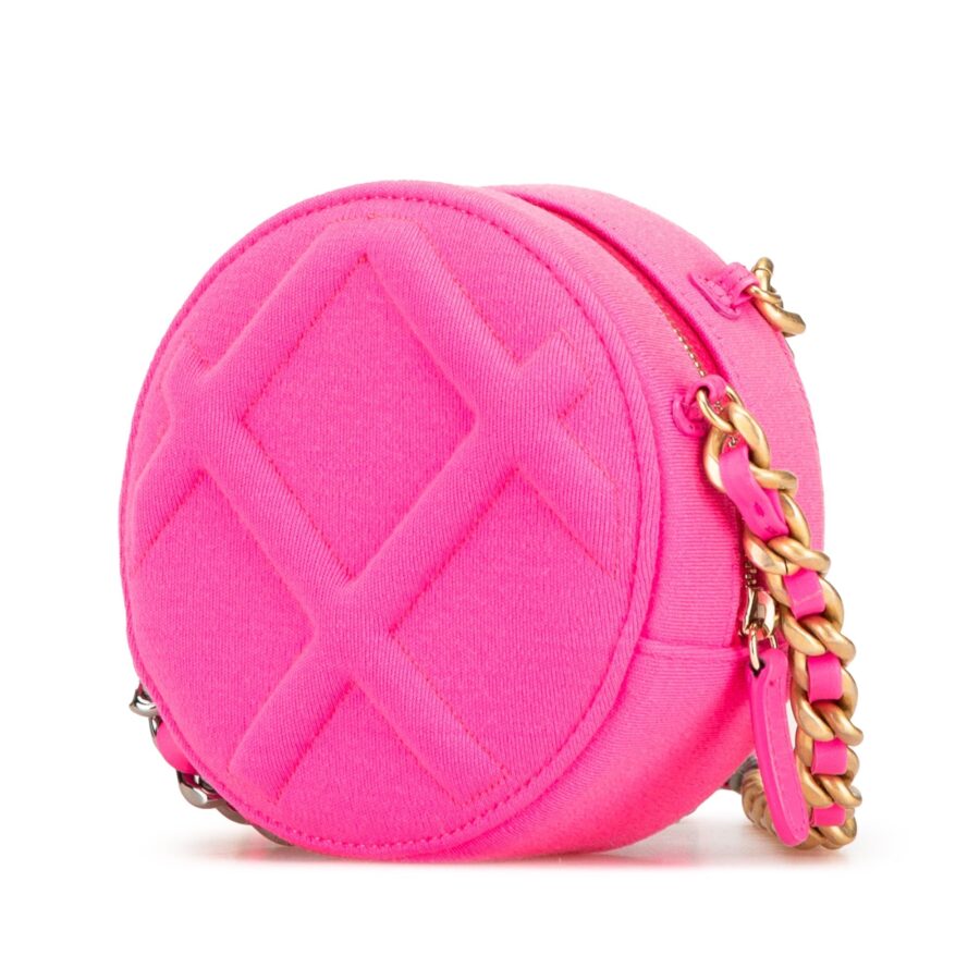 Pink Chanel Jersey 19 Round Clutch on Chain Satchel | Studio Nafay