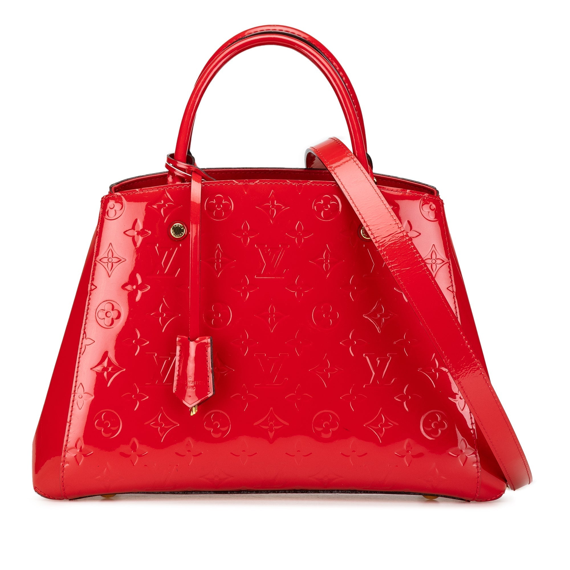 Red Louis Vuitton Monogram Vernis Montaigne MM Satchel