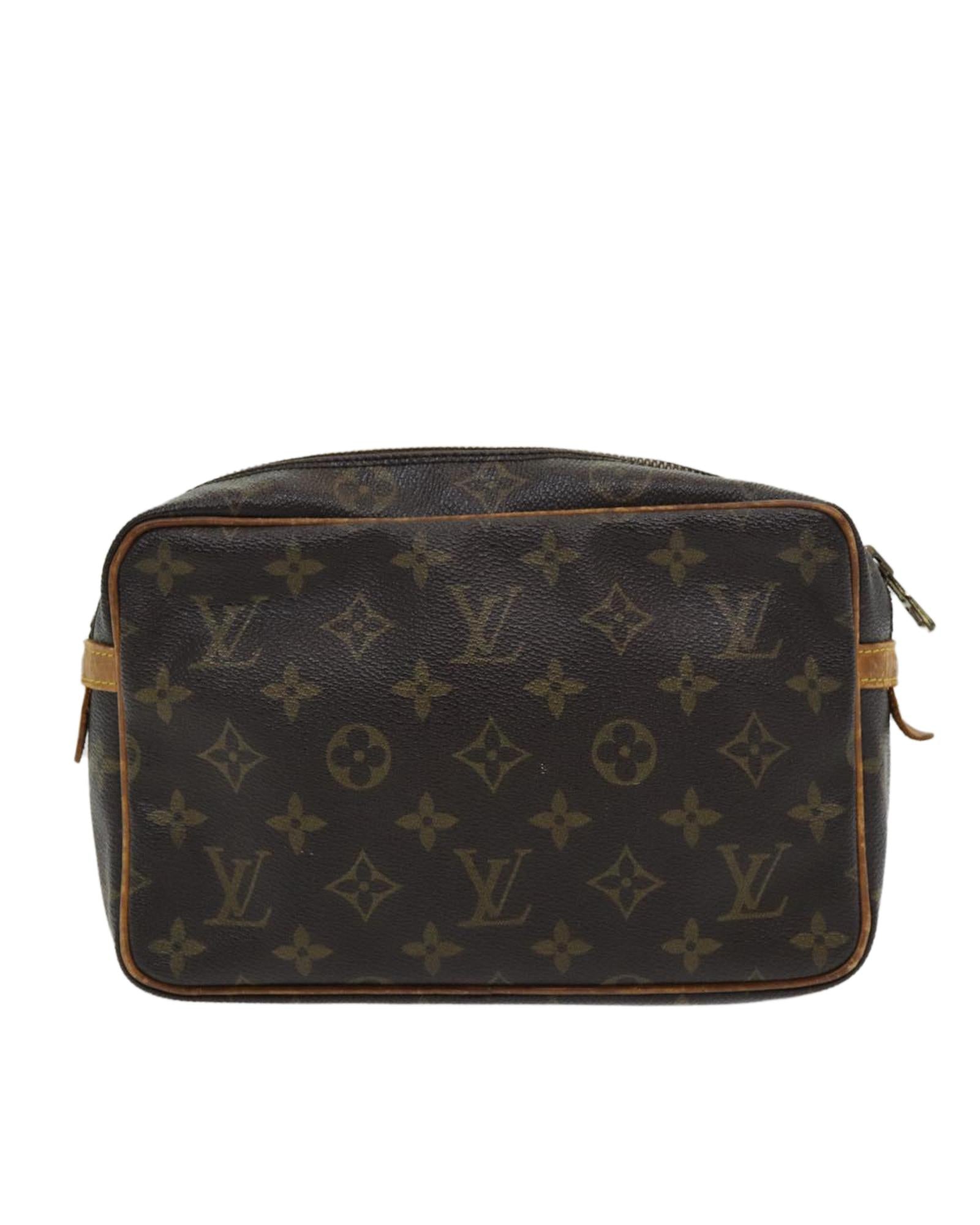 Monogram Canvas Clutch Bag with Zip Closure