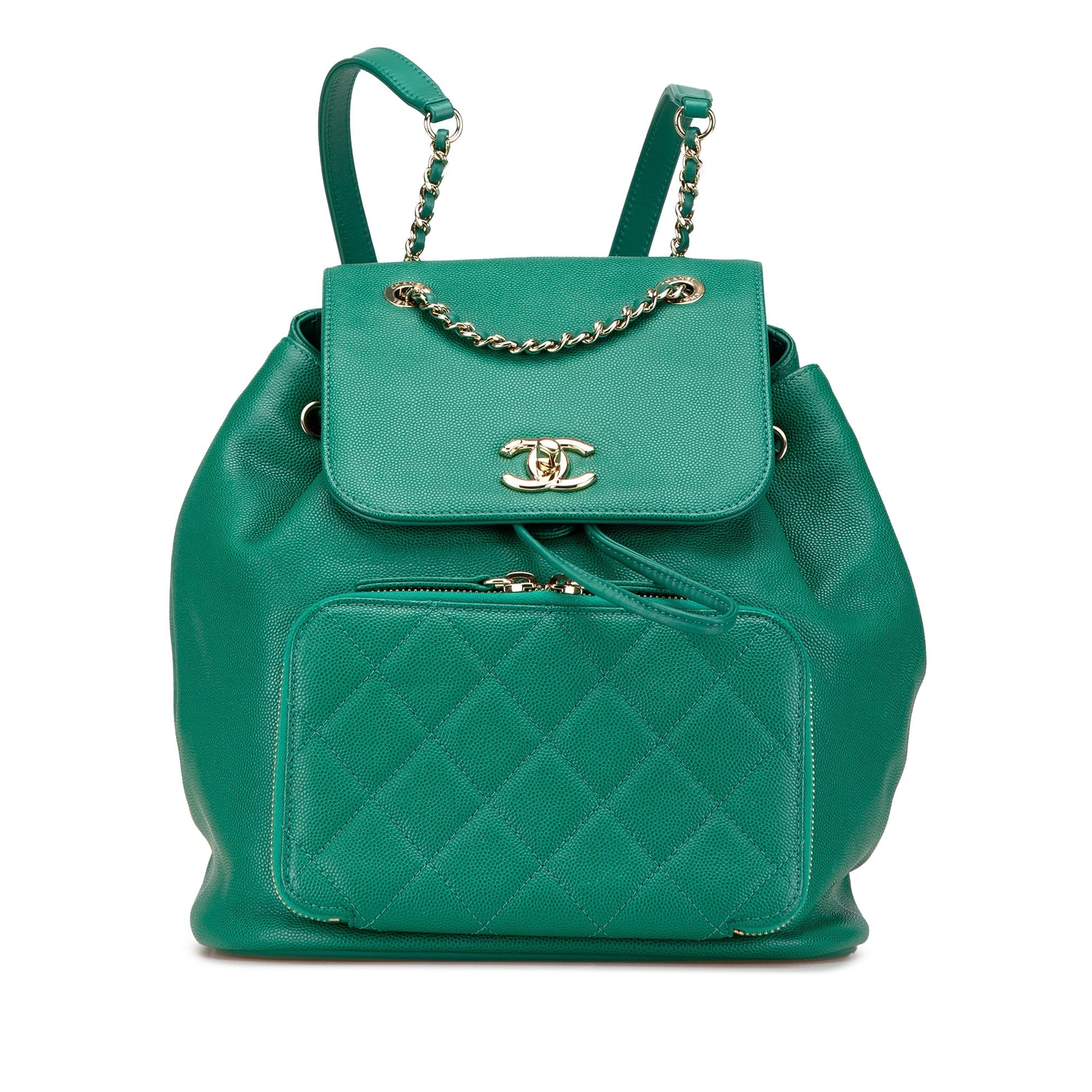 Green Chanel Caviar Business Affinity Backpack