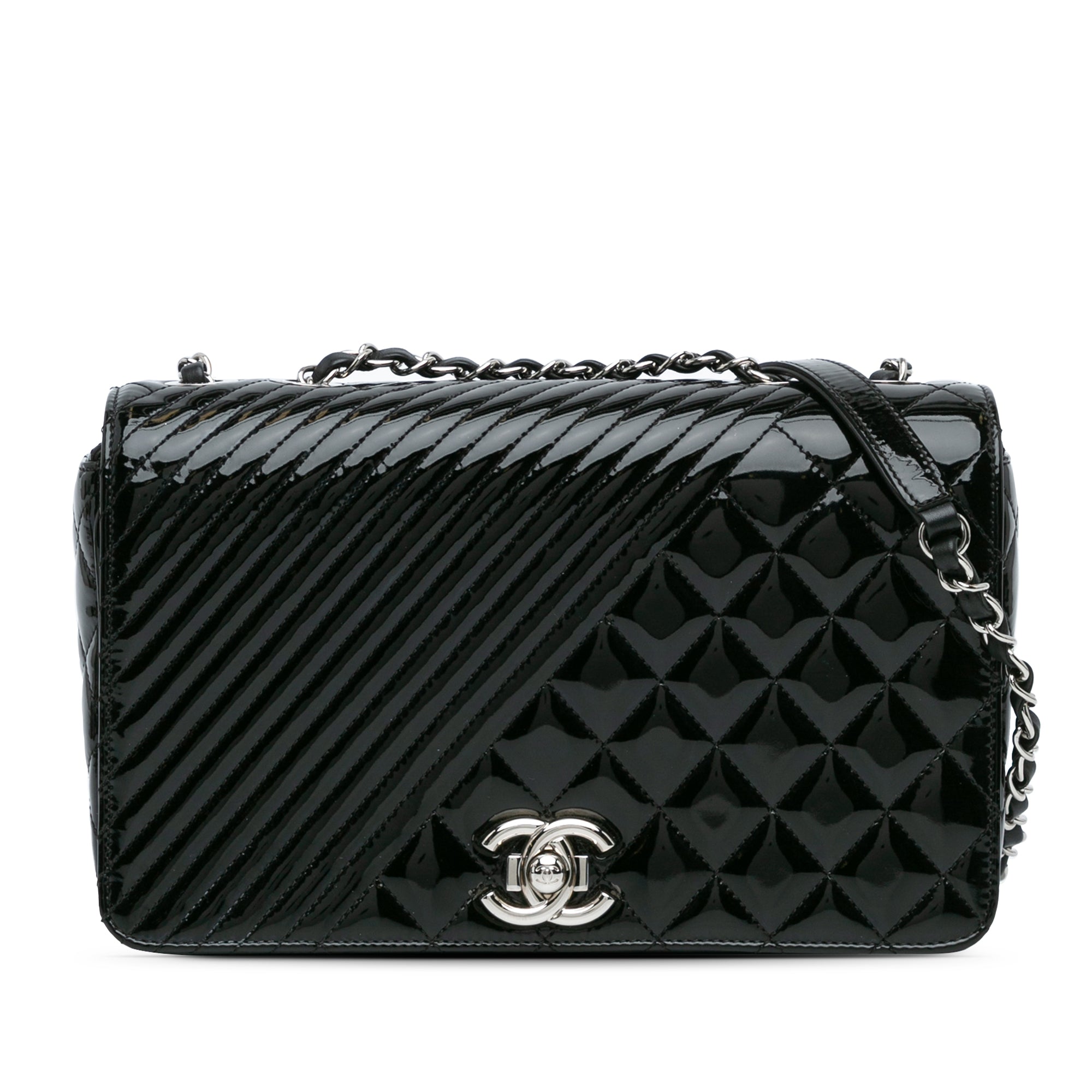 Black Chanel Medium Patent Coco Boy Flap Shoulder Bag