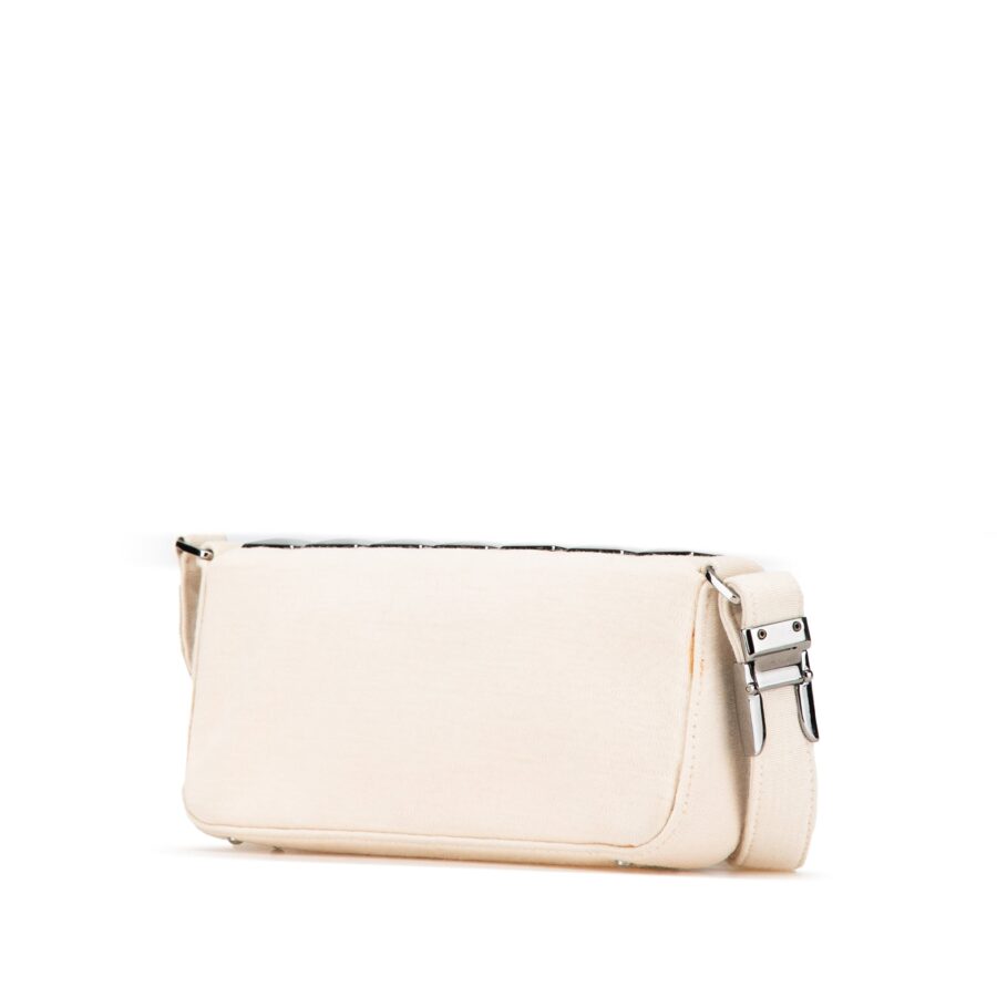 White Chanel CC Jersey Pyramid Stud Flap Shoulder Bag | Studio Nafay