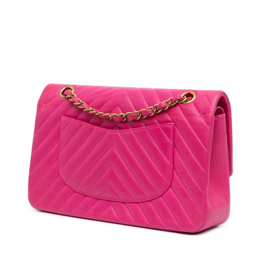 Pink Chanel Medium Classic Chevron Lambskin Double Flap Shoulder Bag | Studio Nafay