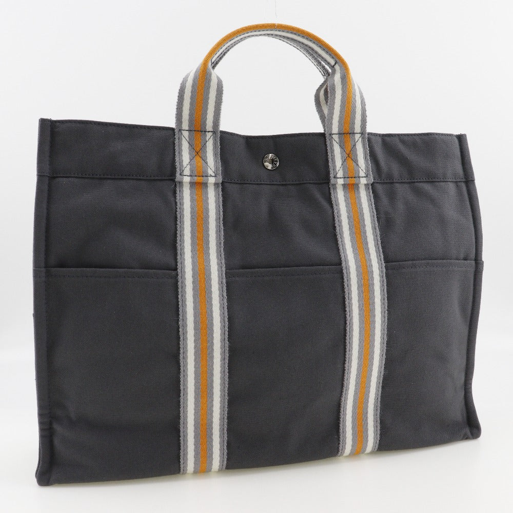HERMES Tote Bag Cotton canvas gray Ginza Limited SackFool ToeMM unisex(Unisex)