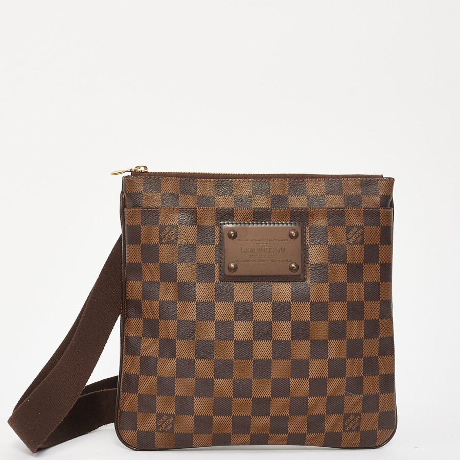 Louis Vuitton Damier Ebene Canvas Brooklyn Flat Pochette Crossbody Bag | Studio Nafay