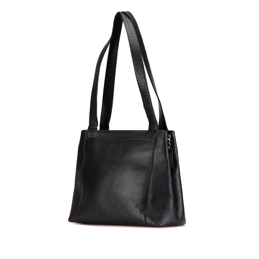 Black Chanel Embroidered Caviar Logo Shoulder Bag | Studio Nafay