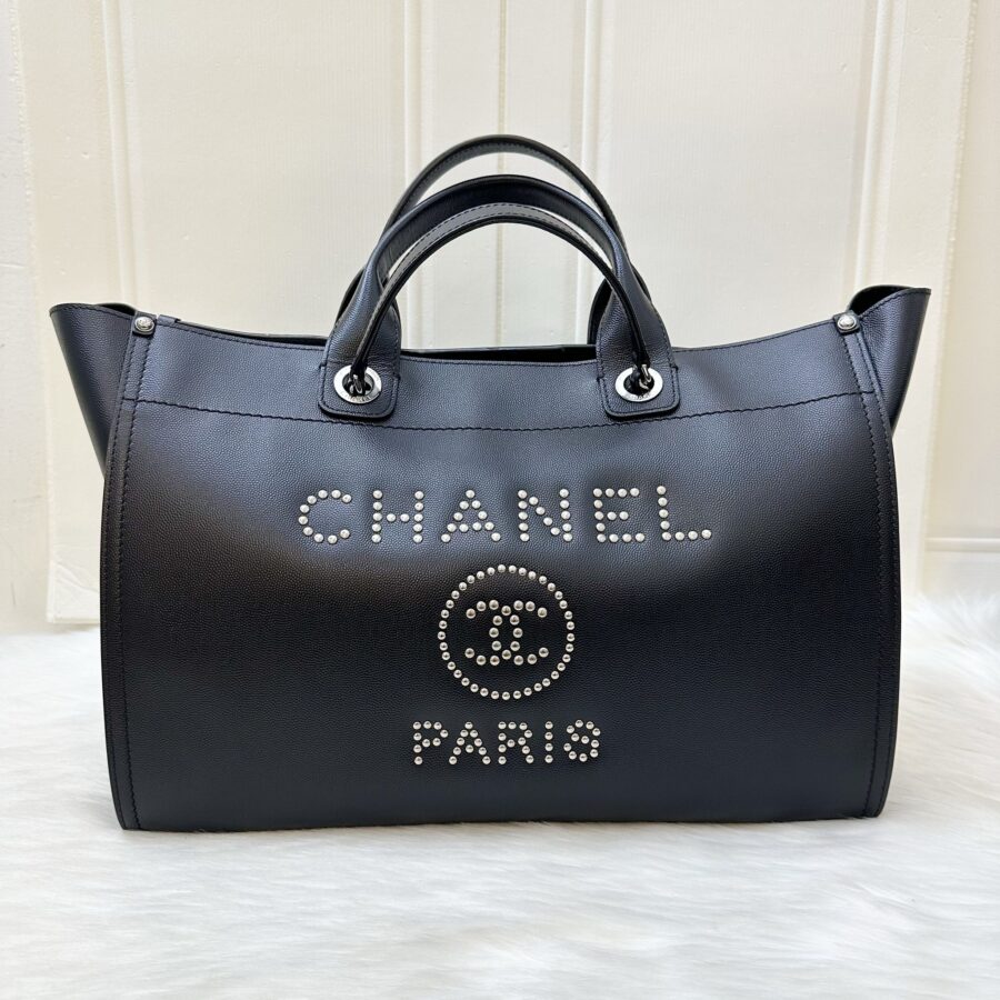 Chanel Medium / Large Deauville Tote in Black Caviar and SHW | Studio Nafay