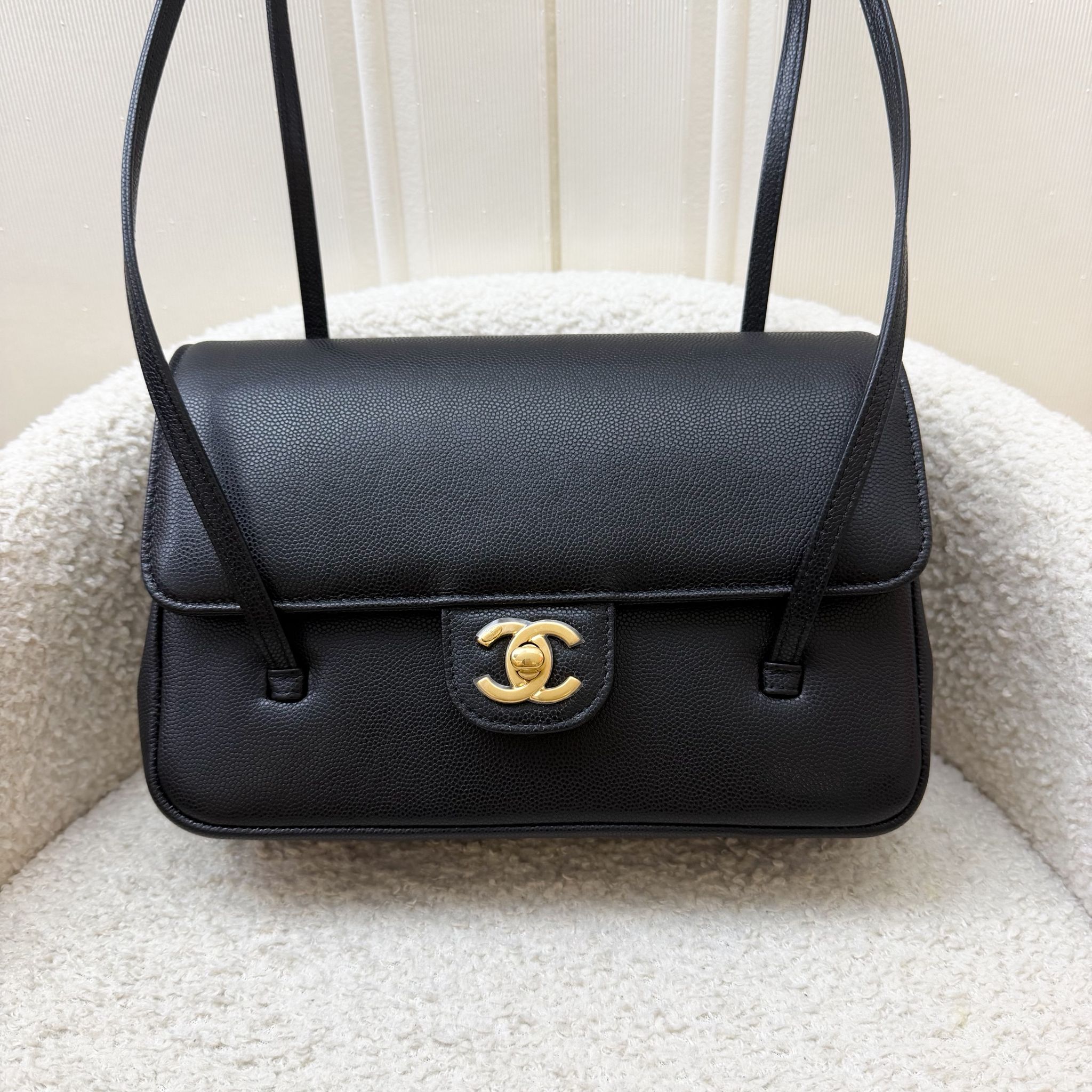 Chanel 26P Preppy Coco Small Flap Bag in Black Caviar and GHW (Model: )