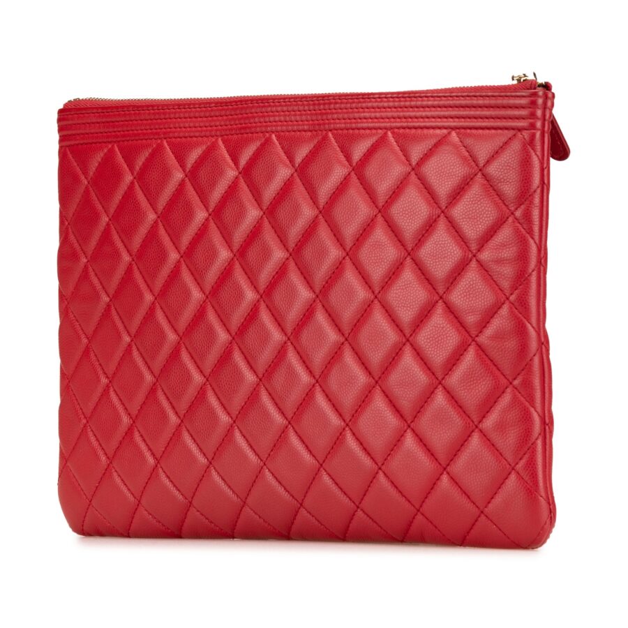 Red Chanel Medium Quilted Caviar Boy O Case Clutch | Studio Nafay