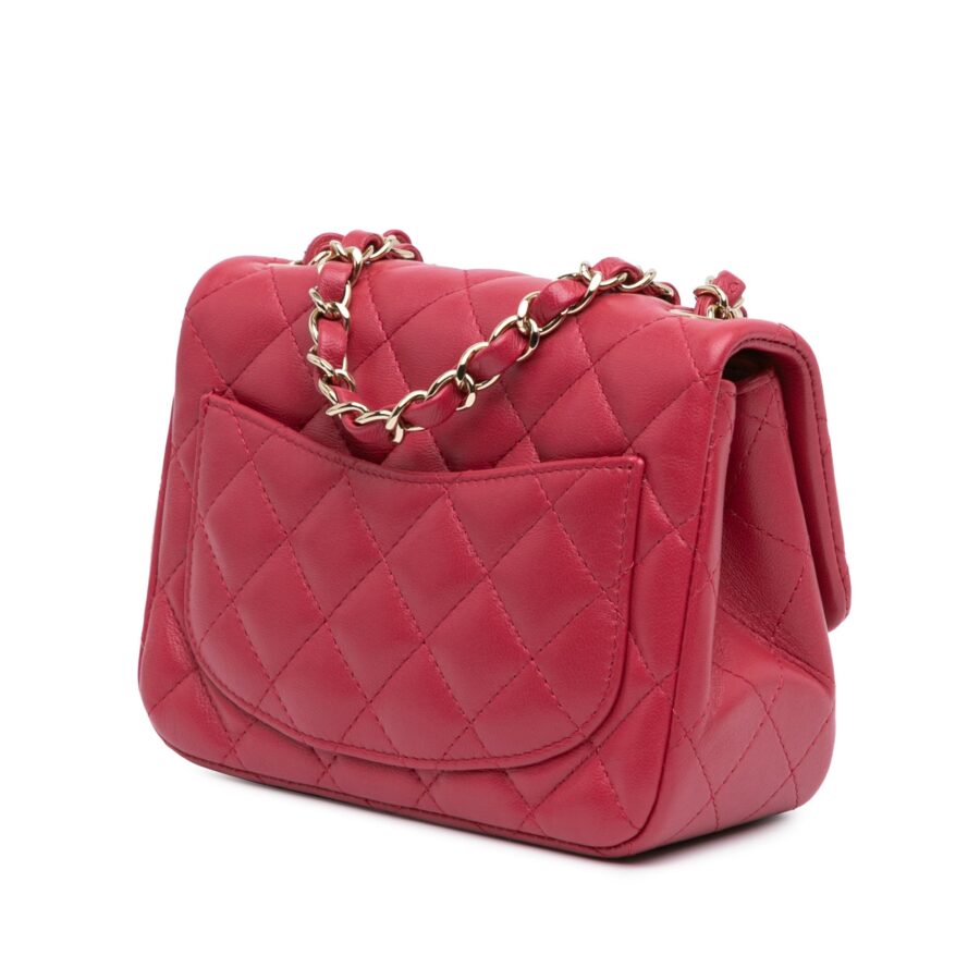 Pink Chanel Mini Square Classic Lambskin Single Flap Crossbody Bag | Studio Nafay