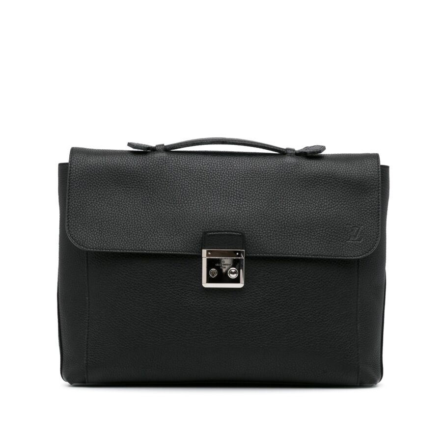 Black Louis Vuitton Taurillon Serviette Dorian Business Bag | Studio Nafay