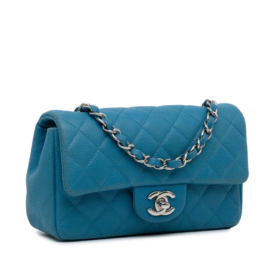 Blue Chanel Mini Rectangular Classic Caviar Single Flap Crossbody Bag | Studio Nafay