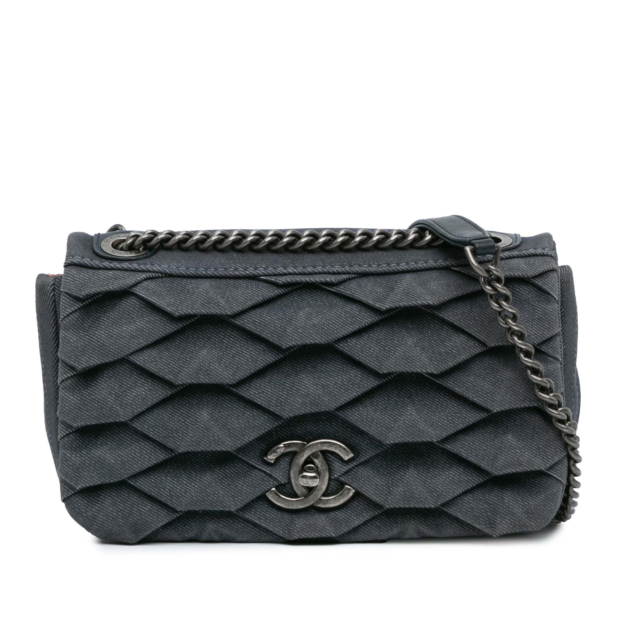 Chanel Flap Small Leather Blue Crossbody Bag