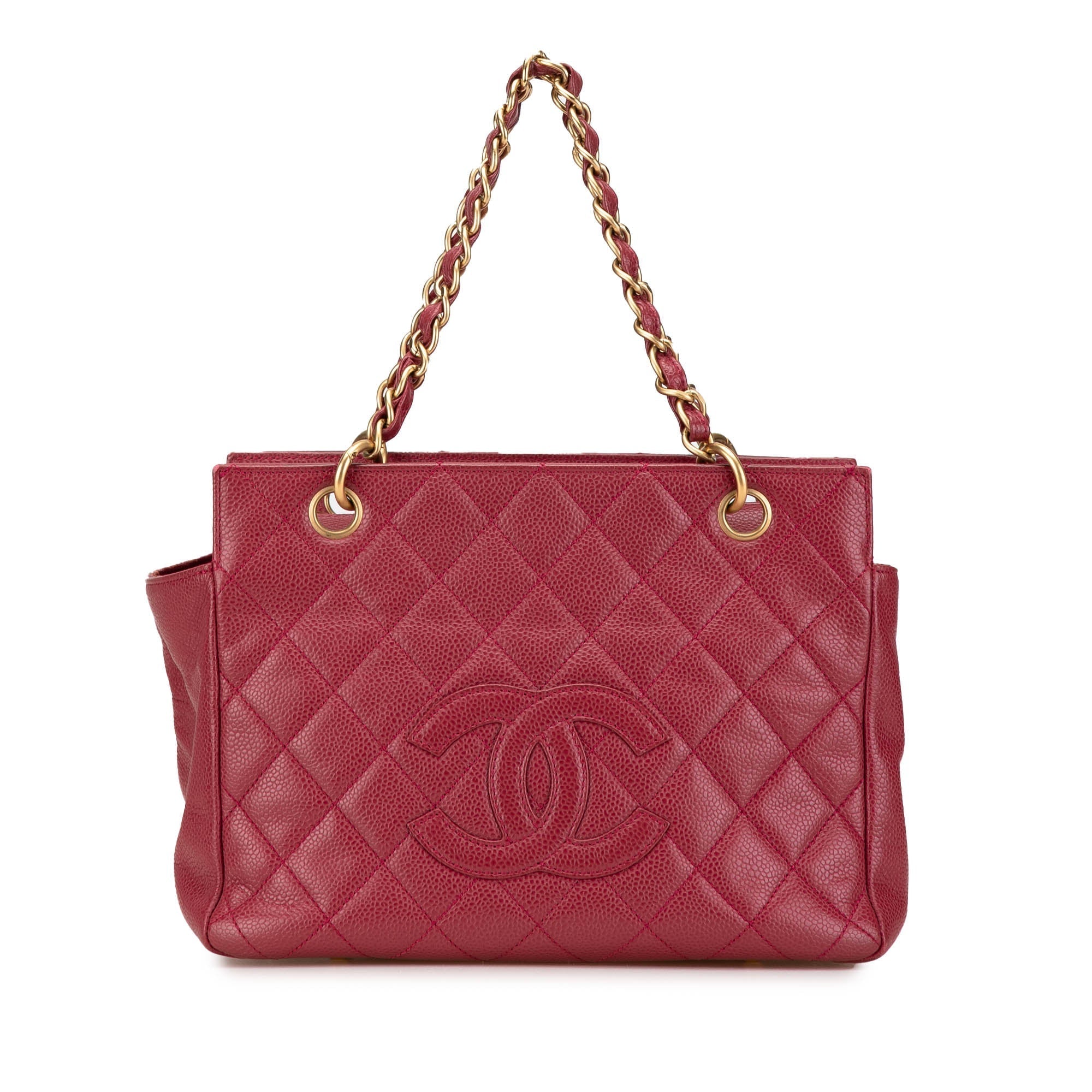 Red Chanel Caviar Grand Shopping Tote