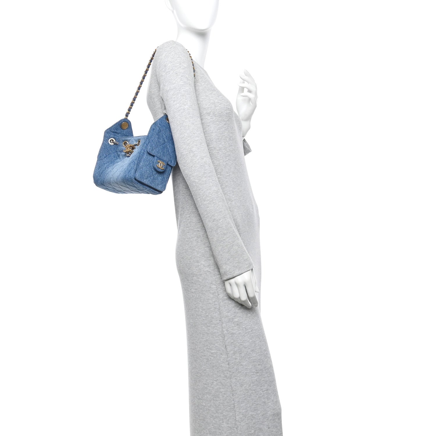 Washed Quilted Mini Chanel 25 Handbag Blue