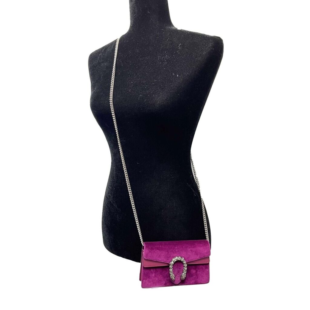 GUCCI - Dionsysus Super Mini - Purple Velvet w/ Removable Chain Crossbody Strap - Product Image 2