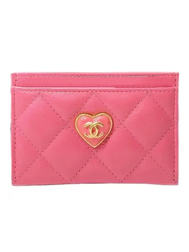 Heart Logo Lambskin Card Wallet Pink Chanel | Studio Nafay