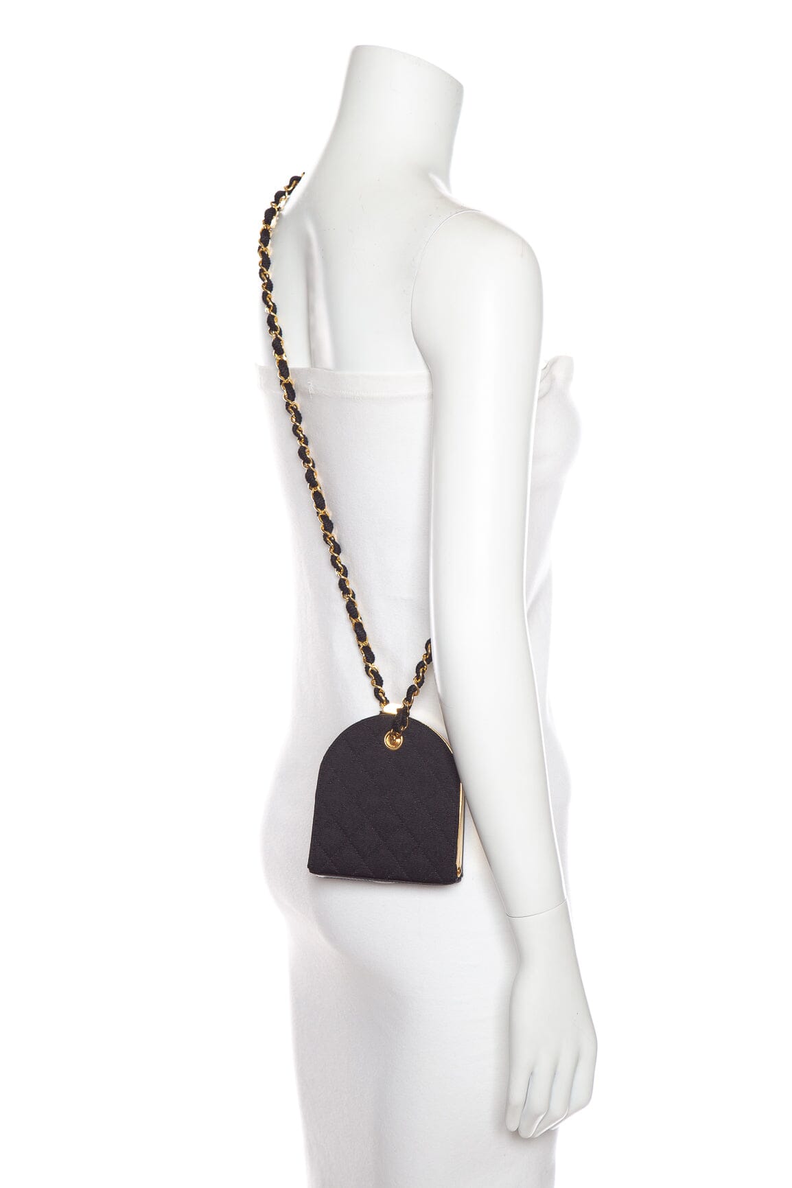 Chanel Black Quilted Canvas Mini Box Clutch Bag