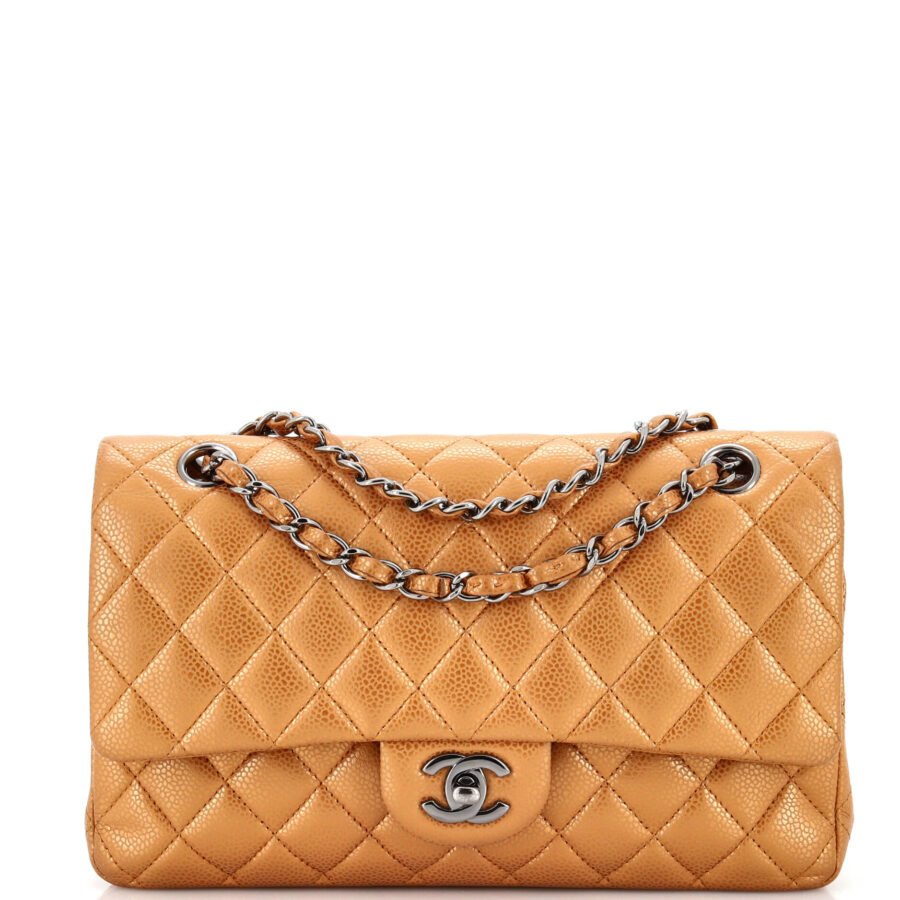 CHANEL Classic Double Flap Bag Quilted Metallic Caviar Medium | Studio Nafay