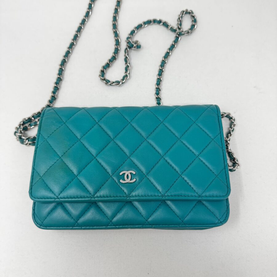 Chanel Turquoise Quilted Lambskin Leather Classic WOC Clutch Bag B | Studio Nafay