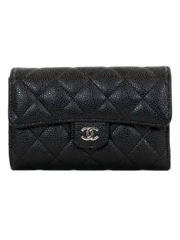 Classic Flap Wallet Grained Calfskin & Silver Black Chanel | Studio Nafay