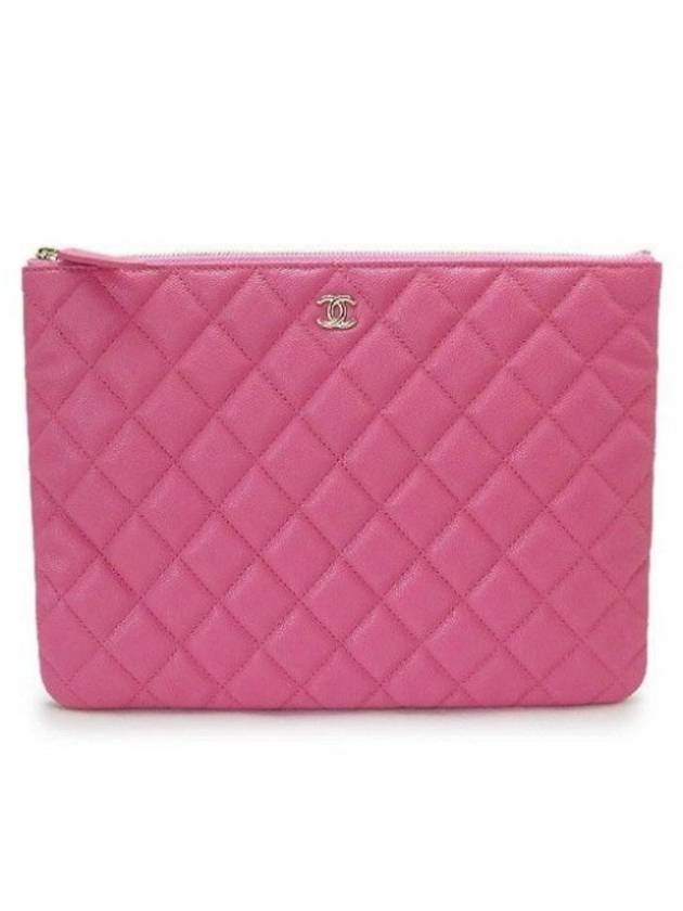 Classic Gold Logo Medium Caviar Clutch Bag Pink Chanel | Studio Nafay