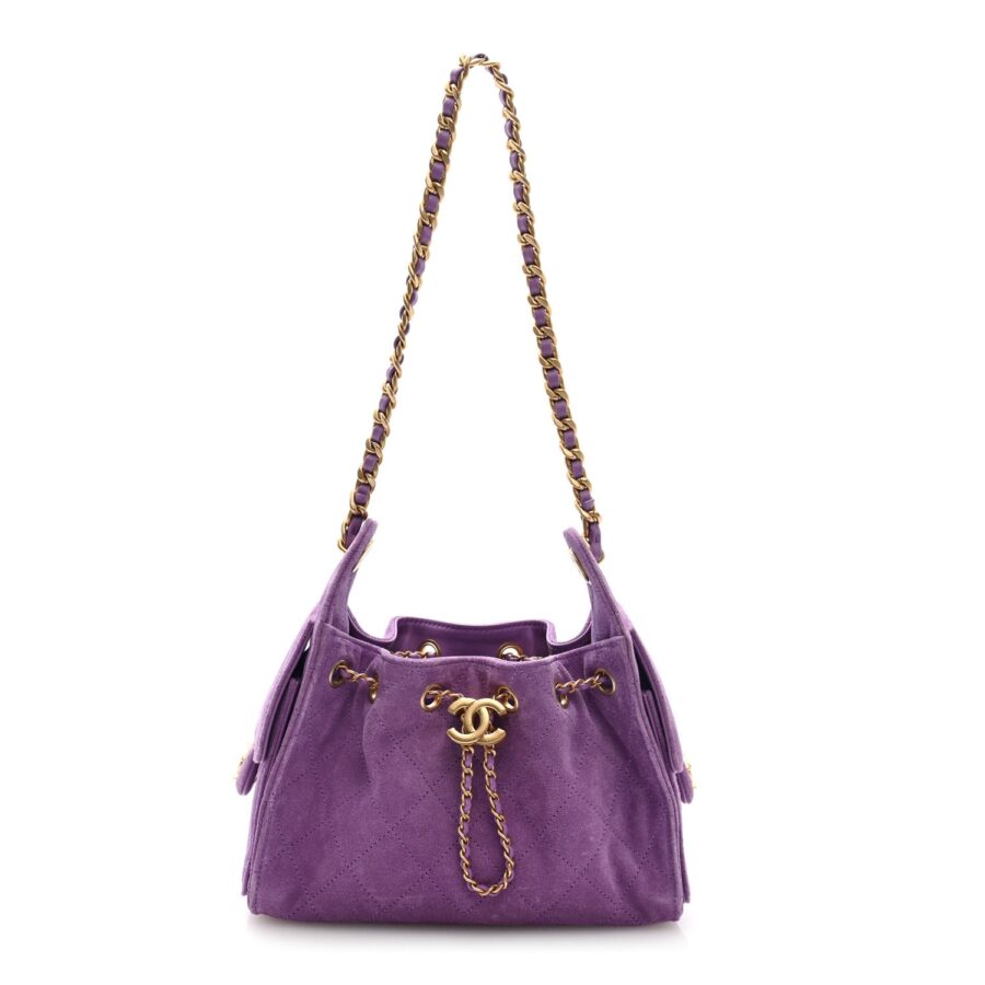 Suede Quilted Mini Chanel 25 Handbag Purple | Studio Nafay