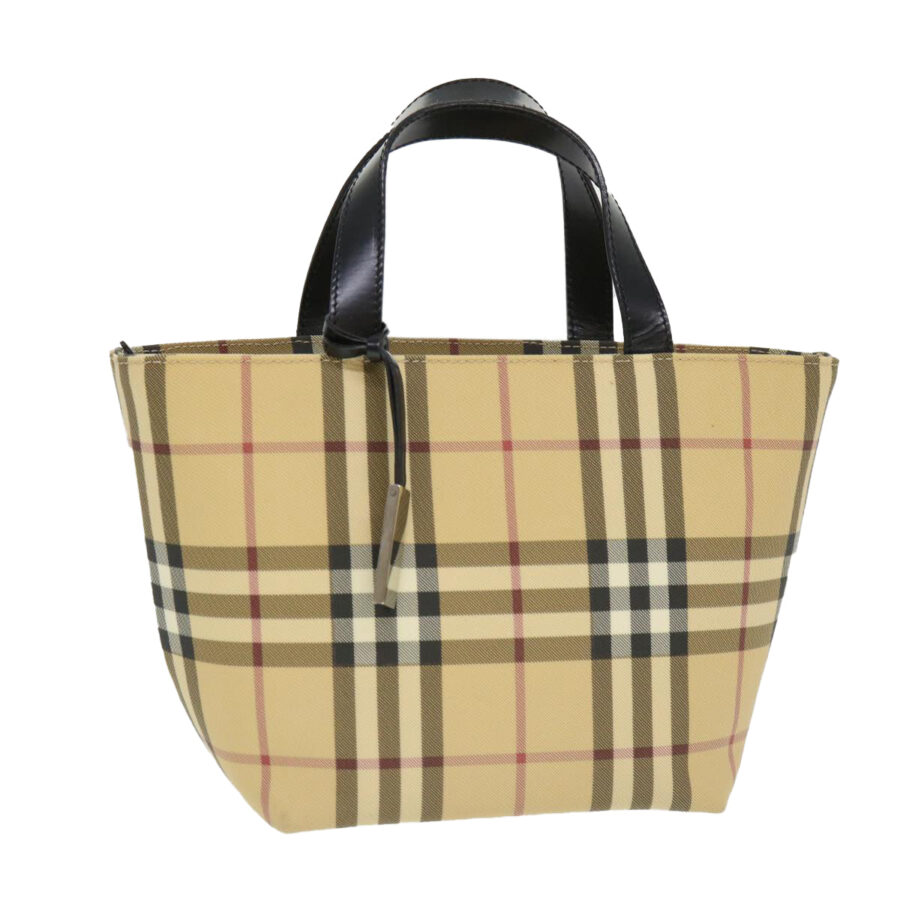 BURBERRY Nova Check Hand Bag Nylon Beige Auth am4079 | Studio Nafay