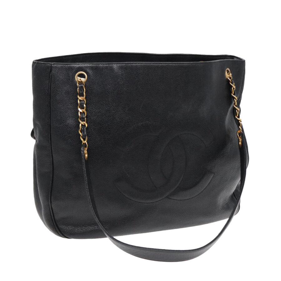 Chanel COCO Mark Chain Tote Bag Caviar Skin Beige CC Auth amA | Studio Nafay