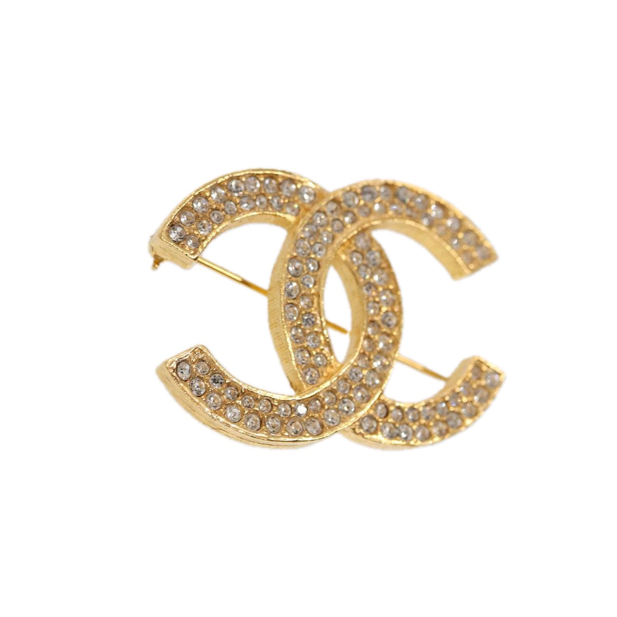 Chanel COCO Mark Brooch metal Gold CC Auth am