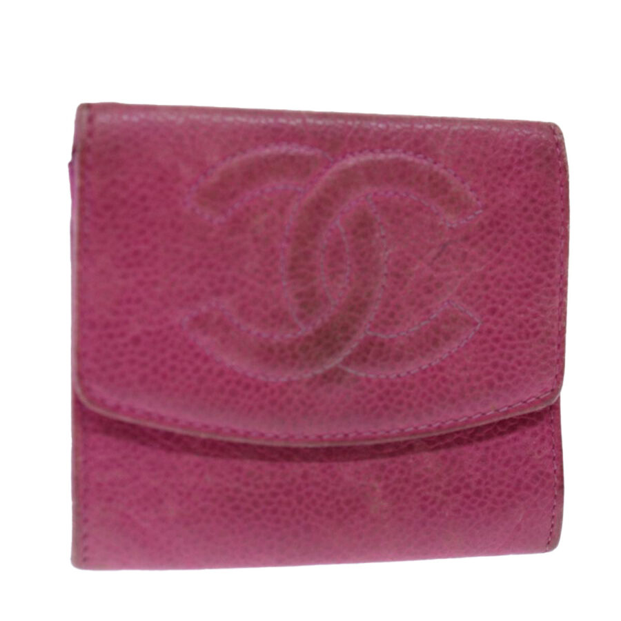 Chanel COCO Mark Coin Purse Caviar Skin Pink CC Auth ar | Studio Nafay