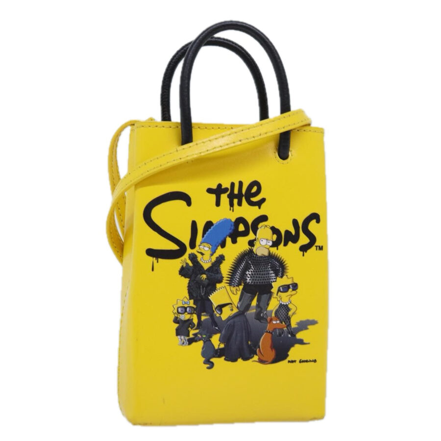 BALENCIAGA Phone Folder The Simpsons Bag Leather 2way Yellow 593826 Auth ar11851 | Studio Nafay