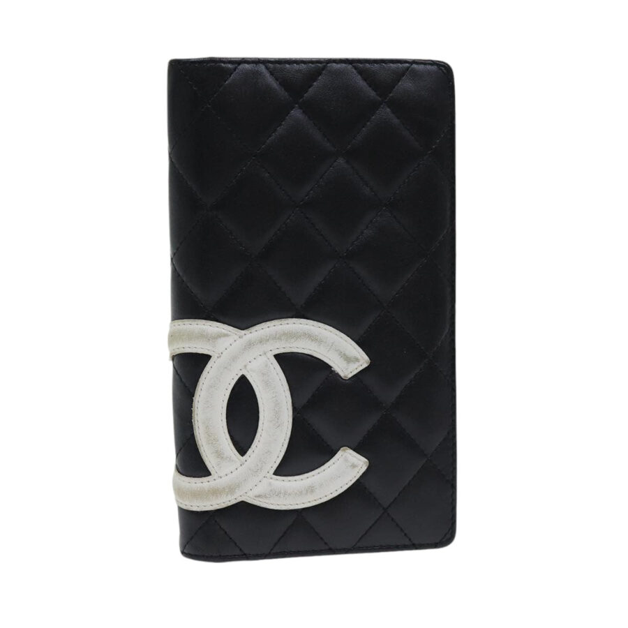 Chanel Cambon Line Wallet Leather Black Silver CC Auth ar | Studio Nafay