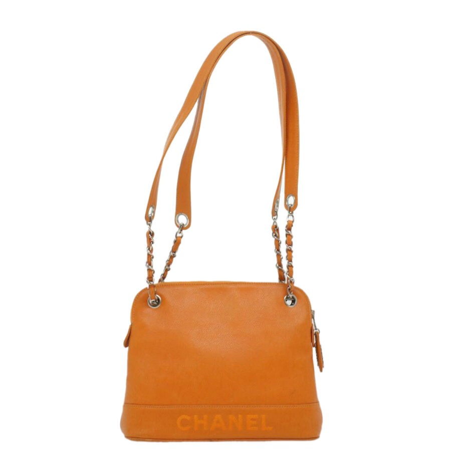 CHANEL Chain Shoulder Bag Caviar Skin Orange CC Auth ar8526 | Studio Nafay
