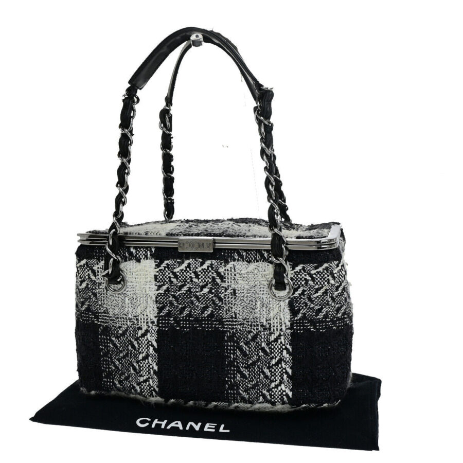 Chanel Cc Logo Tweed Chain Vanity Hand | Studio Nafay